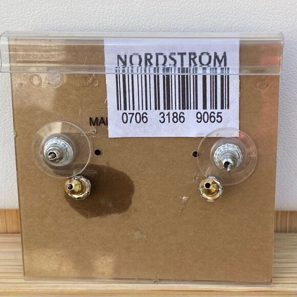 NEW NWT Nordstrom Stephan & Co Owl & Wood Circle Stud Earrings. - Picture 7 of 7